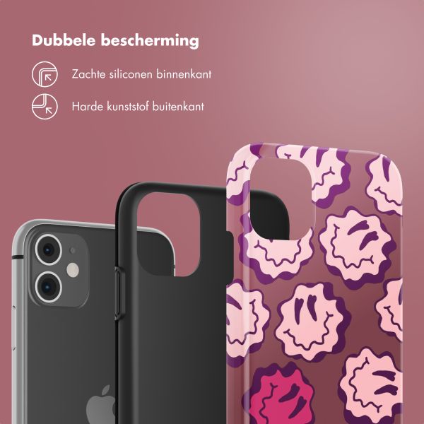 Selencia Vivid Backcover Apple iPhone 11 - Wavy Smiley Pink