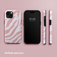 Selencia Vivid Tough Backcover iPhone 15  - Colorful Zebra Old Pink