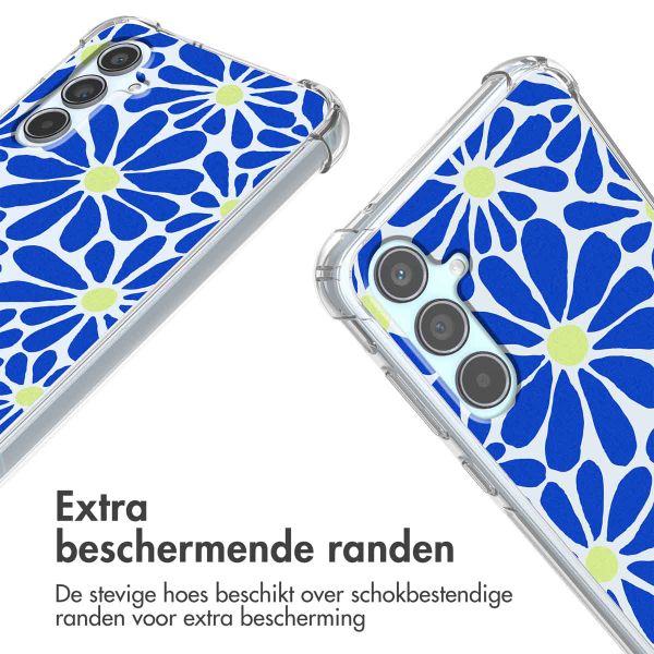 imoshion Design hoesje met koord Samsung Galaxy A55 - Cobalt Blue Flowers Connect