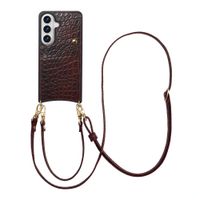 Selencia Nova Croco Phone Case with Cord and Card Holder Samsung Galaxy S26 - Choco Brown