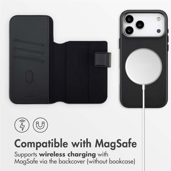 Accezz 2-in-1 Leather Bookcase with MagSafe Apple iPhone 17 Pro Max - Onyx Black