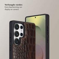 Selencia Nova Croco Telefoonhoes met Koord en Pashouder Samsung Galaxy S25 Ultra - Choco Brown