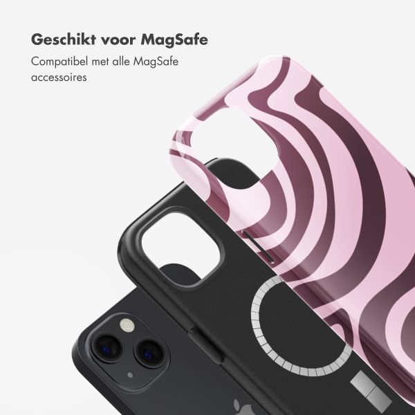 Selencia Vivid Tough Backcover met MagSafe iPhone 13 - Wavy Swirl Pink Plum