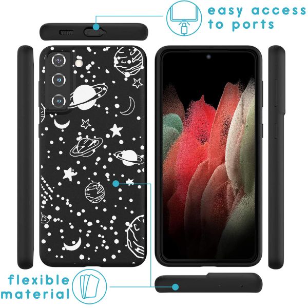 imoshion Design hoesje Samsung Galaxy S21 FE - Heelal - Wit