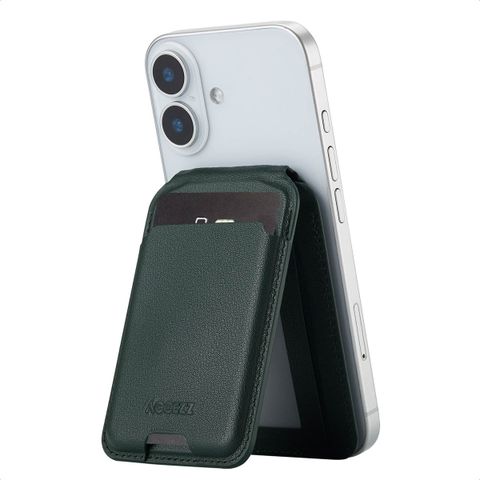 Accezz Leather Wallet with Stand - Compatible with MagSafe and Qi2 - Cedar Green