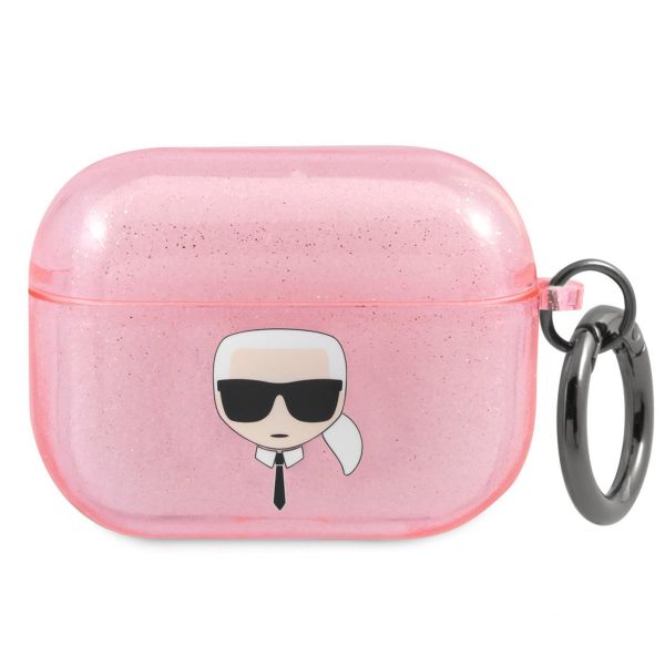 Karl Lagerfeld Karl's Head Silicone Glitter Case Apple AirPods Pro - Roze