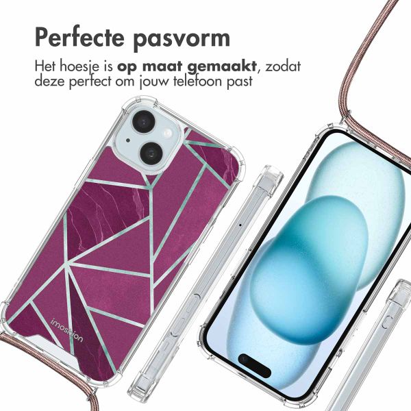 imoshion Design hoesje met koord Apple iPhone 15 - Bordeaux Graphic