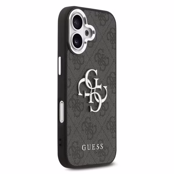 Guess 4G Metal Logo Backcover Apple iPhone 17 - Silver Edge - Black