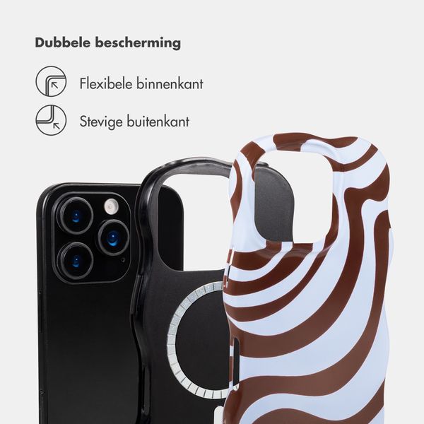 Selencia Vivid Wavy Backcover met MagSafe Apple iPhone 16 Pro - Dream Swirl Chocolate