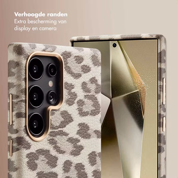 Selencia Sabi Backcover Panterprint met MagSafe Samsung Galaxy S24 Ultra - Soft Ivory