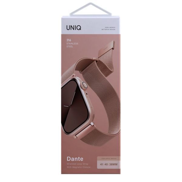 Uniq Dante Mesh Milanese stalen bandje Apple Watch Series 1 t/m 9 / SE (38/40/41 mm) | Series 10 (42 mm) - Rose Gold