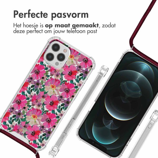 imoshion Design hoesje met koord Apple iPhone 12 (Pro) - Flower Water