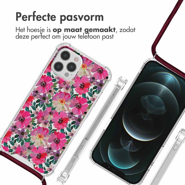 imoshion Design hoesje met koord iPhone 12 (Pro) - Flower Water