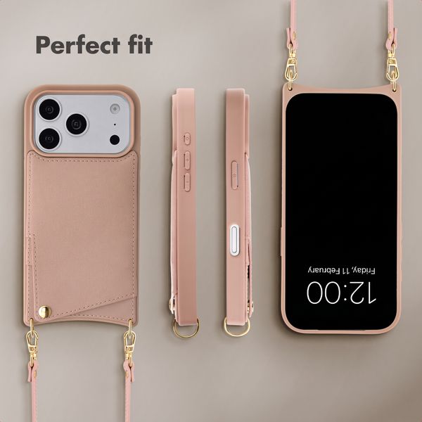 Selencia Nova Phone Case with Cord and Card Holder Apple iPhone 18 Pro Max / 17 Pro Max - Dusty Rose