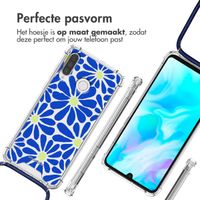 imoshion Design hoesje met koord Huawei P30 Lite - Cobalt Blue Flowers Connect