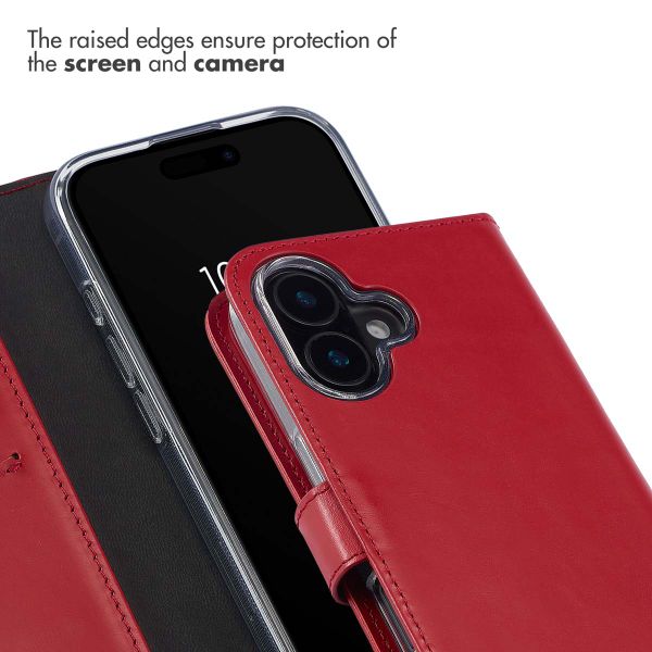 Selencia Genuine Leather Book Case Apple iPhone 16 - Red