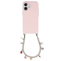 Selencia Rivièra MagSafe Backcover met afneembare haakjes voor de Apple iPhone 17 - Sorbet Pink + Chain Charm - Silver