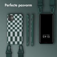 Selencia Siliconen design hoesje met afneembaar koord Apple iPhone 11 - Irregular Check Green
