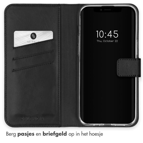 Selencia Echt Leren Bookcase Apple iPhone 15 - Zwart
