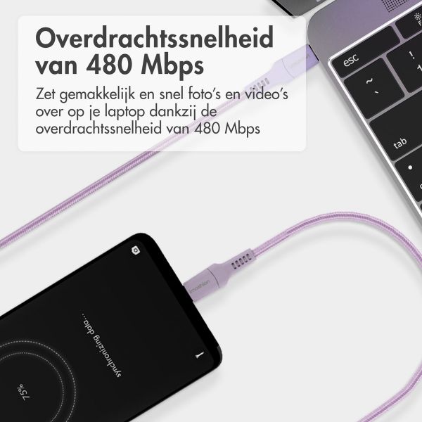 imoshion Braided USB-C naar USB-C kabel - 1 meter - Lila