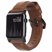 Nomad Traditional Band van leder Apple Watch Series 1 t/m 10 / SE / Ultra (2) (44/45/46/49 mm) - Bruin/Zwart
