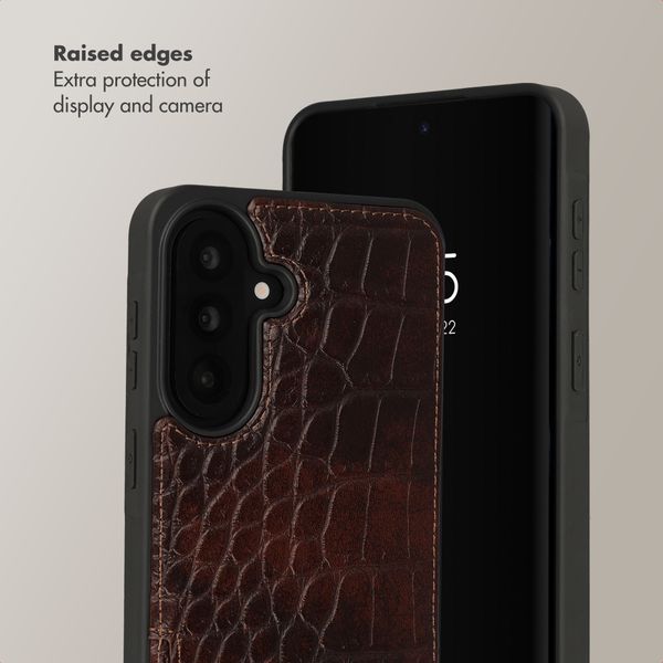 Selencia Nova Croco Phone Case with Cord and Card Holder Samsung Galaxy A37 (5G) - Choco Brown