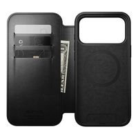 Nomad Modern Horween Leather Folio Bookcase met MagSafe Apple iPhone 17 Pro Max - Zwart