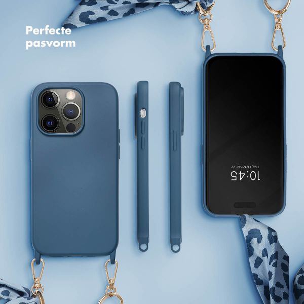 Selencia Backcover met luxe polskoord iPhone 14 Pro - Blauw