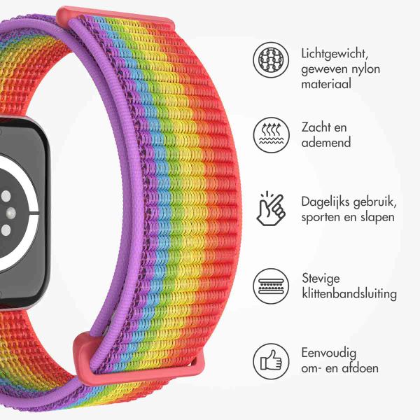 imoshion Nylon bandje Apple Watch Series 1 t/m 11 / SE / Ultra (44/45/46/49 mm) - Rainbow