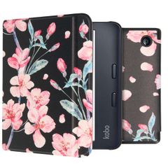 imoshion Design Slim Hard Case Sleepcover met stand Kobo Libra 2 / Tolino Vision 6 - Blossom Watercolor Black
