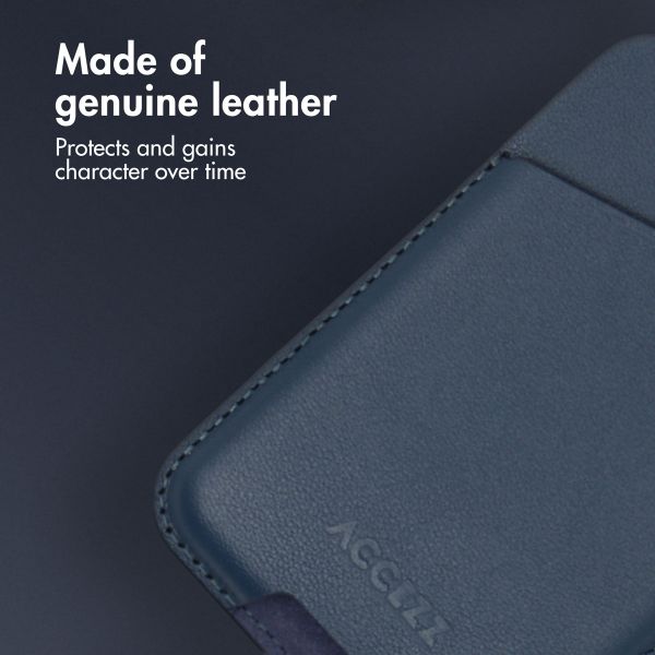 Accezz Leather Card Holder - Compatible with MagSafe and Qi2 - Nightfall Blue