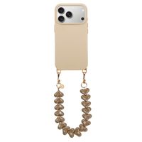 Selencia Rivièra MagSafe Backcover met afneembare haakjes voor de Apple iPhone 17 Pro Max - Milky Latte + Lova Polskoord - Mocha Brown