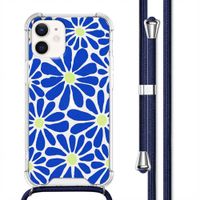 imoshion Design hoesje met koord Apple iPhone 12 Mini - Cobalt Blue Flowers Connect