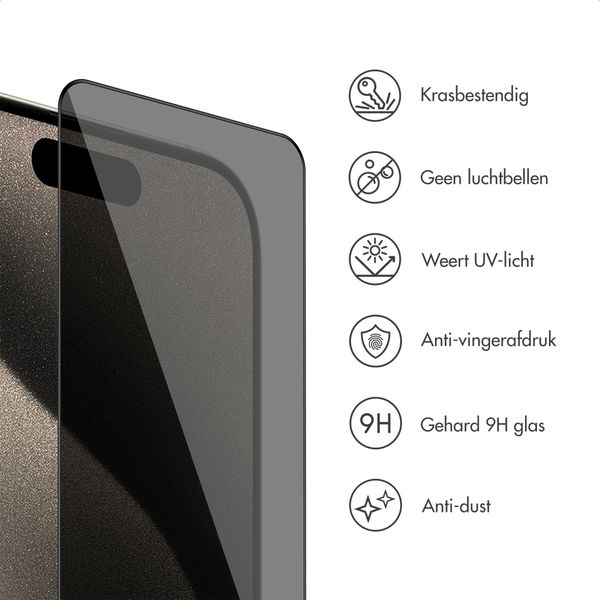 Accezz Gehard Glas Privacy Screenprotector + Applicator Apple iPhone 16 Plus / 15 Plus