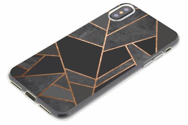 Design Backcover iPhone X / Xs - Grafisch Zwart / Koper