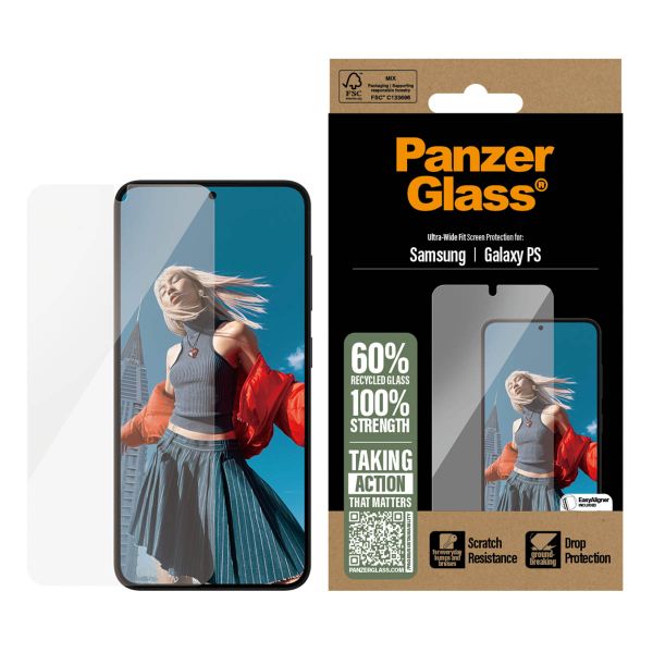 PanzerGlass Ultra-Wide Fit Anti-Bacterial Screenprotector Samsung Galaxy S25 Edge