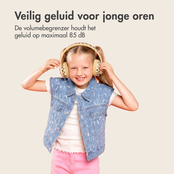 imoshion Special Edition - Draadloze Kinderkoptelefoon met Panterprint LED Light - Decibelbegrenzer - Met AUX kabel - Leopard