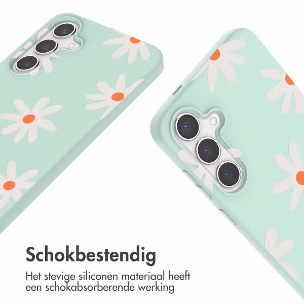 imoshion Siliconen design hoesje met koord Samsung Galaxy S24 - Green Flower Distance
