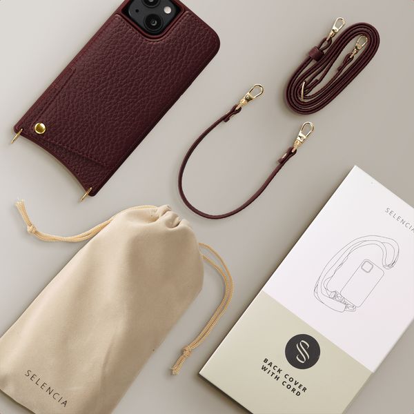 Selencia Nova Telefoonhoes met Koord en Pashouder Apple iPhone 14 / 13 - Bold Burgundy