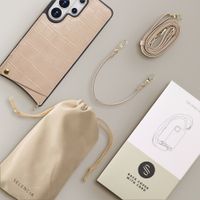 Selencia Nova Croco Phone Case with Cord and Card Holder Samsung Galaxy S26 Ultra - Beige