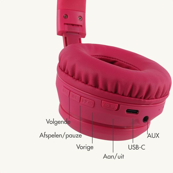 imoshion Draadloze Kinderkoptelefoon LED Light Cat Ear - Decibelbegrenzer - Met AUX kabel - Hot Pink