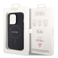 Guess Saffiano Backcover MagSafe Apple iPhone 15 Pro Max - Zwart