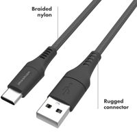 imoshion 2 pack USB-C naar USB kabel - Gevlochten textiel - 1,5 meter - Zwart