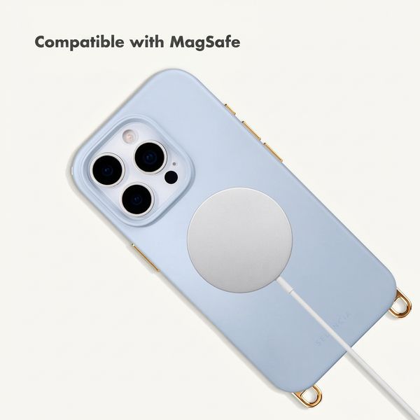 Selencia Rivièra MagSafe Back Cover with detachable hooks Apple iPhone 16 Pro - Powder Blue