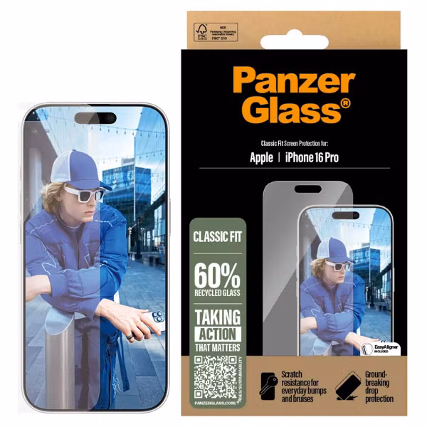 PanzerGlass Anti-Bacterial Screenprotector Apple iPhone 16 Pro