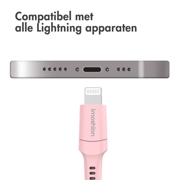 imoshion Lightning naar USB-C kabel - Non-MFi - Gevlochten textiel - 1 meter - Roze