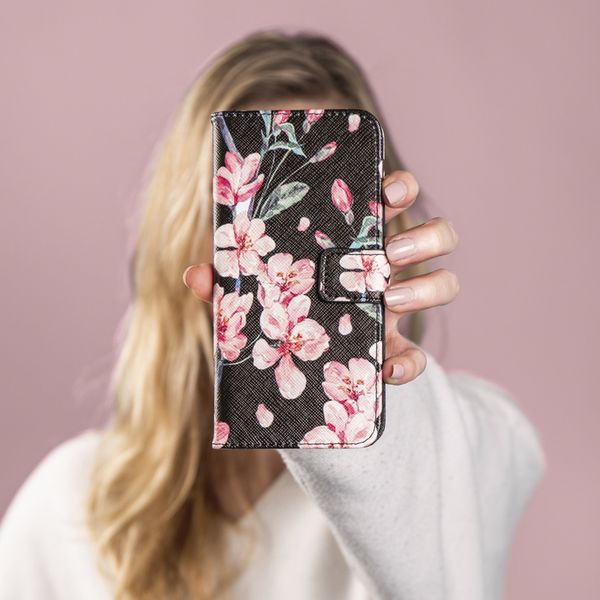 imoshion Design Softcase Bookcase Samsung Galaxy A72 - Blossom Watercolor Black