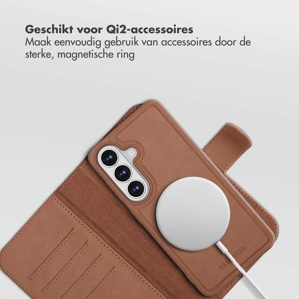 Selencia Olyn Uitneembare Bookcase met MagSafe Samsung Galaxy S26 - Bruin