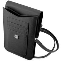 Guess Saffiano Triangle telefoontasje - Geschikt voor smartphones tot 7 inch - Zwart