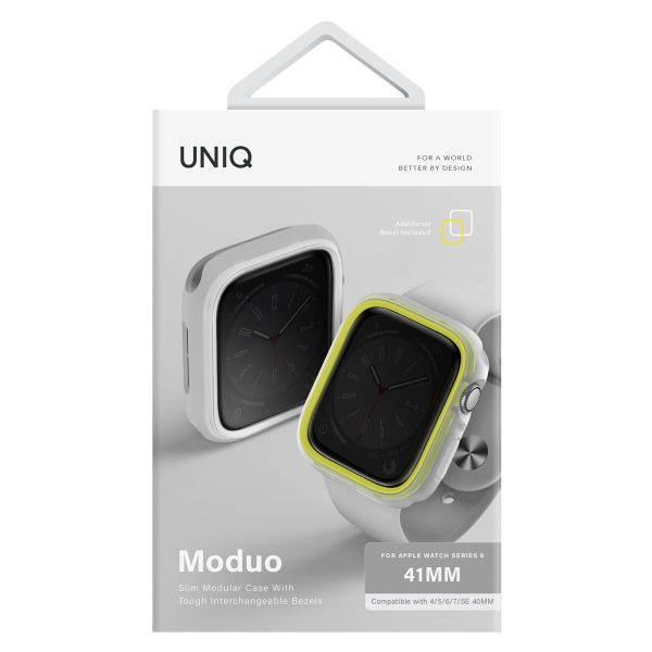 Uniq Moduo Apple Watch Case met uitwisselbare Bezel Apple Watch 4-9 / SE - 40/41 mm - Frost (Lime/White)